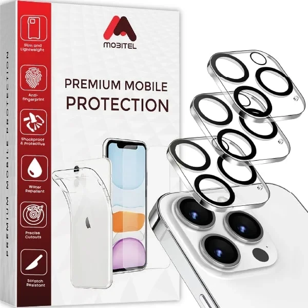 Mobitel {3-Pack} Camera Lens Protector for iPhone 14 Pro & iPhone 14 Pro Max - Anti-Bubble | Impact Protection | Ultra Clear